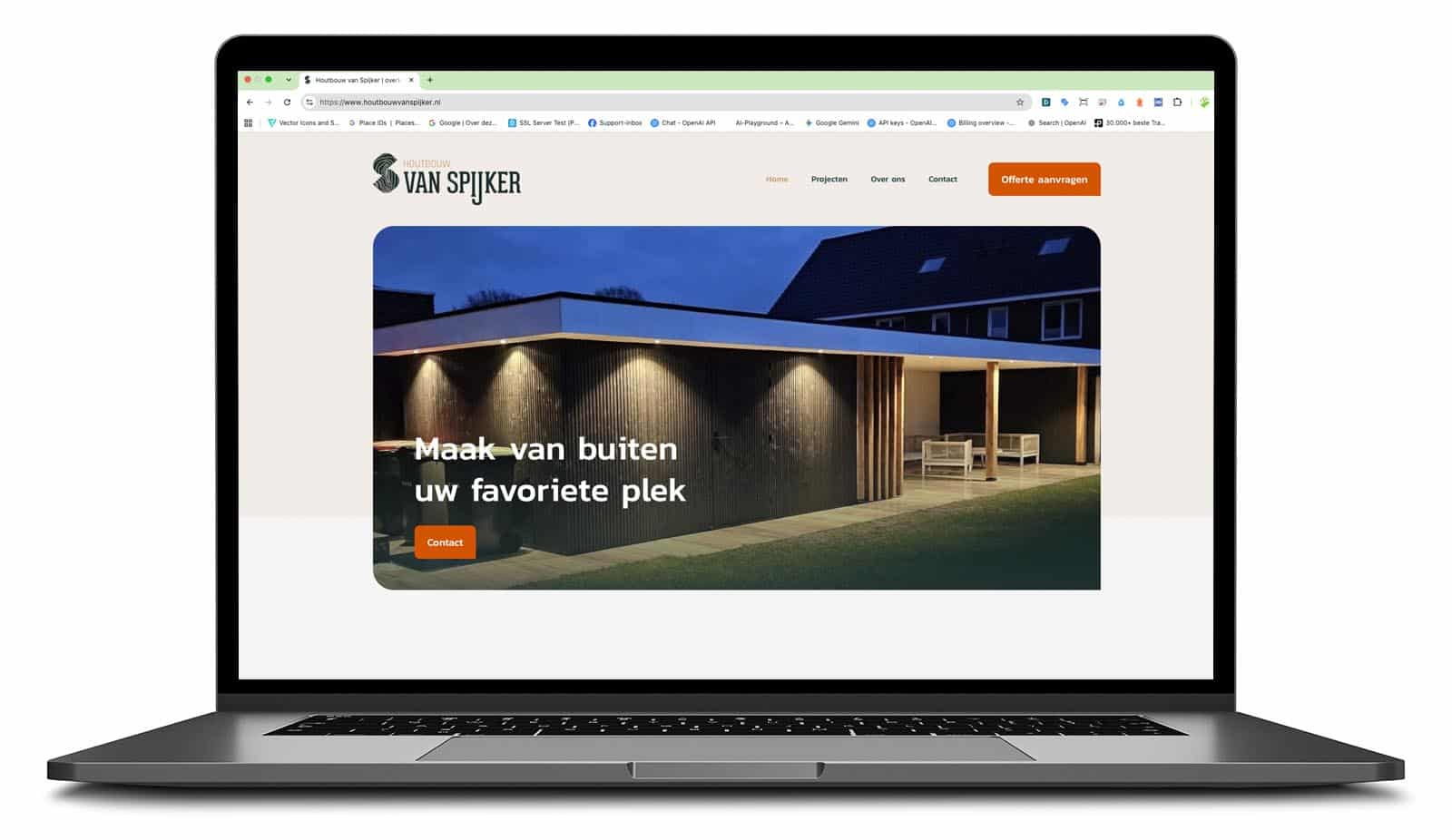 Homepagina website Houtbouw van Spijker